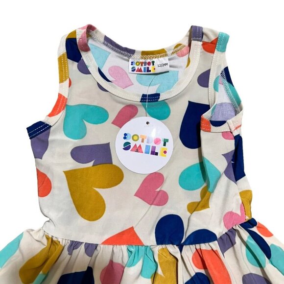 Dot Dot Smile Baby Girl’s Size 12/24 Months Hearts Print Tank Twirl Dress - Picture 3 of 5